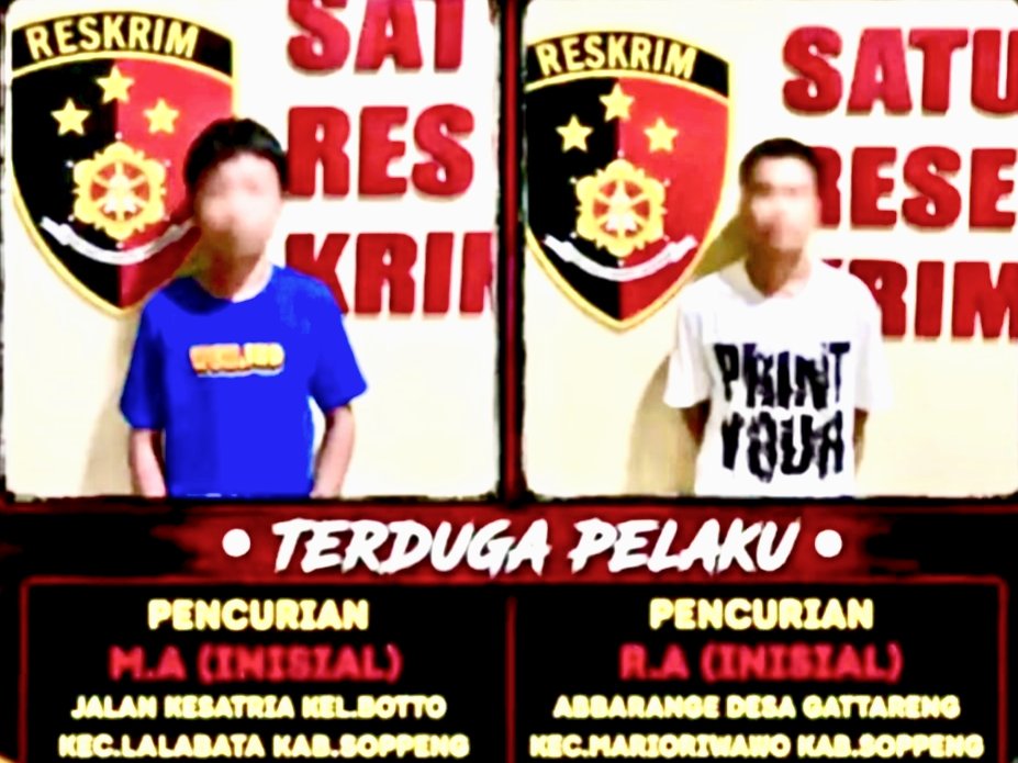 Dua Remaja Diamankan Reskrim Polres Soppeng, Kamis, 3 September 2026